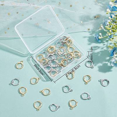 24 Pairs 2 Colors Brass Huggie Hoop Earring Findings DIY-CN0002-06-1