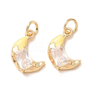 Brass Micro Pave Clear Cubic Zirconia with Enamel Charms CU-K002-47G-A-1