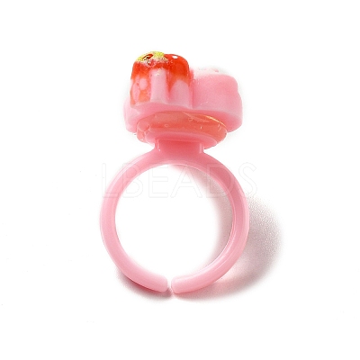 Cartoon Sweetmeats Resin Open Cuff Ring for Kids X-RJEW-K239-21-1