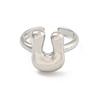 Brass Letter Open Cuff Rings for Women RJEW-G313-01U-P-1