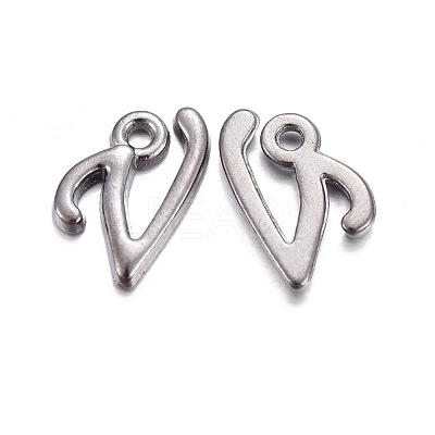 Gunmetal Plated Alloy Letter Pendants PALLOY-J718-01B-V-1