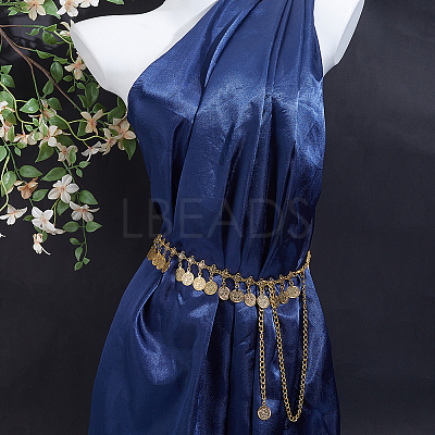 1Pc Ethnic Style Alloy & Iron Coin Tassel Waist Body Chains for Women AJEW-GF0014-23-1