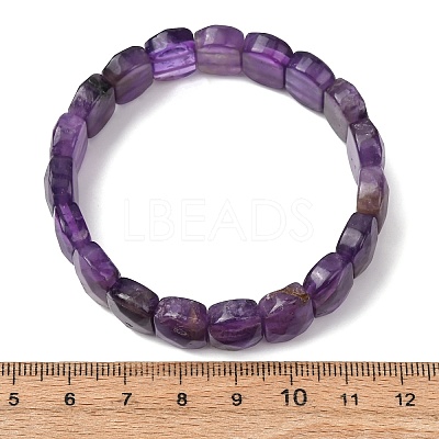 Natural Amethyst Beaded Stretch Bracelets for Unisex G-K303-01E-1