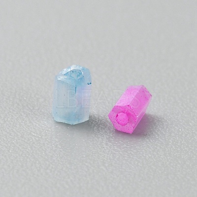 Opaque Colours Glass Hexagon Bugle Beads GLAA-TAC0005-008C-1