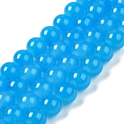Baking Paint Imitation Jade Glass Round Bead Strands X1-DGLA-Q021-8mm-13-1