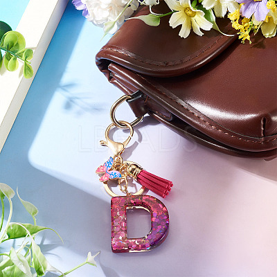 Alloy Resin Butterfly Keychains KEYC-TADJ0002-02G-D-1