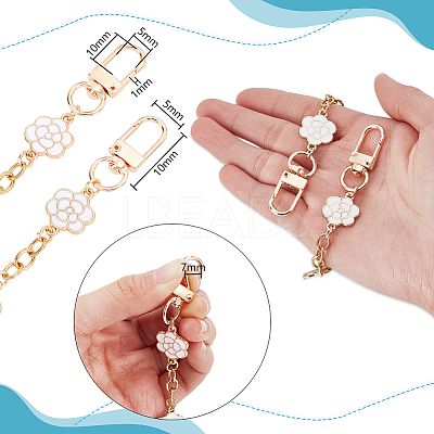 Alloy Enamel Flower Brass Cable Chains Bag Extender Chains HJEW-PH01995-1