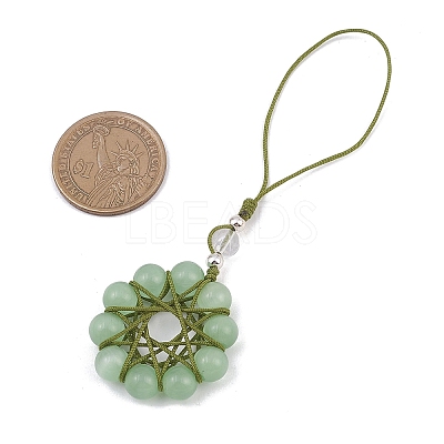 Cat Eye Flower Pendant Decorations HJEW-TA00419-04-1