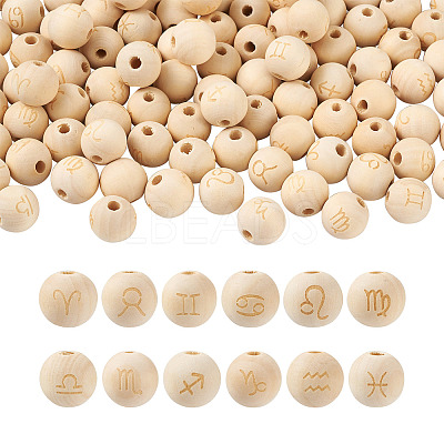 120Pcs 12 Styles Unfinished Natural Wood European Beads WOOD-CD0001-09-1