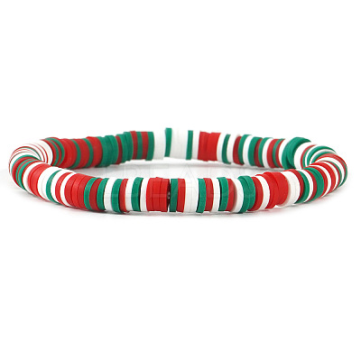 Christmas Theme Polymer Clay Heishi Beads Stretch Bracelets for Women BJ5719-4-1