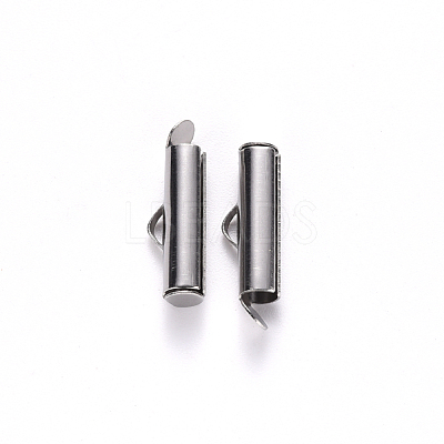 Tarnish Resistant 304 Stainless Steel Slide On End Clasp Tubes STAS-S115-01F-P-1