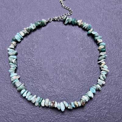 Natural Amazonite Chip Beaded Necklaces for Women IW6789-55-1