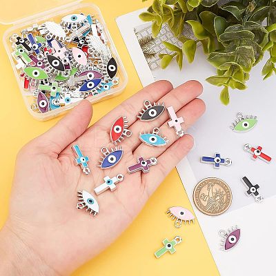 64Pcs 16 Style CCB Plastic Enamel Pendants CCB-FH0001-08-1