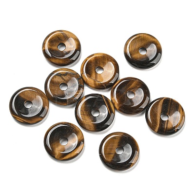 Natural Tiger Eye China Safety Buckle Pendants G-B052-11-1