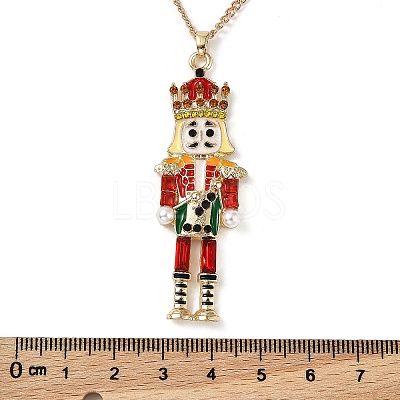 Alloy Enamel Christmas Nutcracker Pendant Necklaces NJEW-L048-01G-01-1
