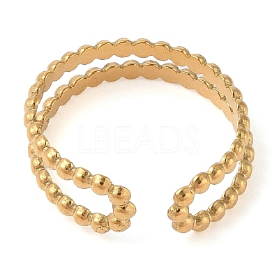Ion Plating(IP) 304 Stainless Steel Open Cuff Rings for Women RJEW-Z057-10G-014-1