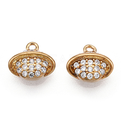 Brass Micro Pave Clear Cubic Zirconia Charms KK-T038-365C-NF-1