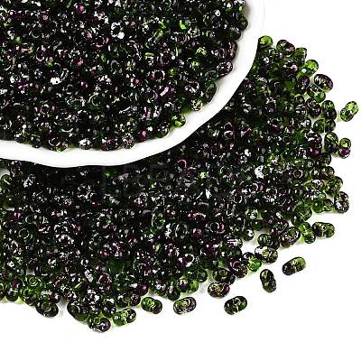 Picasso Spray Painted Glass Seed Beads SEED-T006-04-18-1