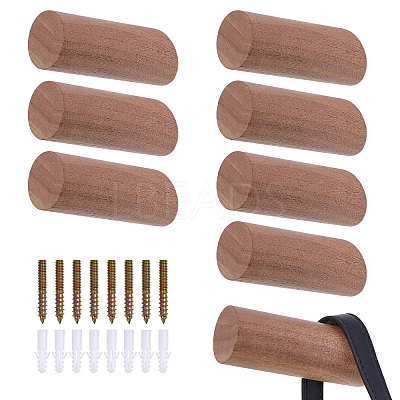 8Sets Column Wood Wall Hooks AJEW-GL0003-35A-1