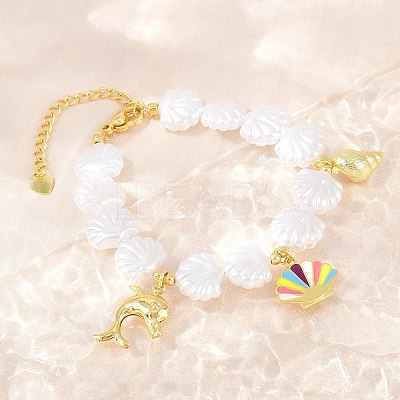Ocean Brass Enamel Charm Bracelets for Women KK-CBA68DA-15C-G-1