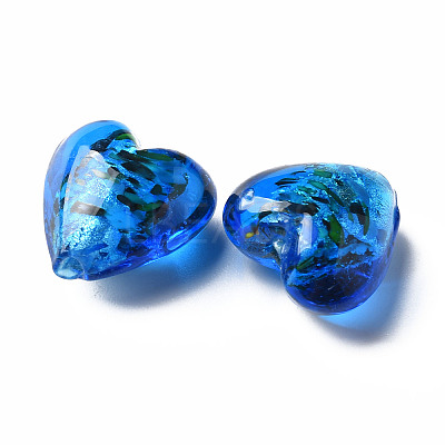 Handmade Lampwork Silver Foil Glass Beads FOIL-T005-01-M-1