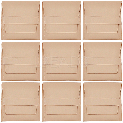 Square PU Leather Jewelry Flip Pouches with Random Color Lining PAAG-CL0001-02B-1