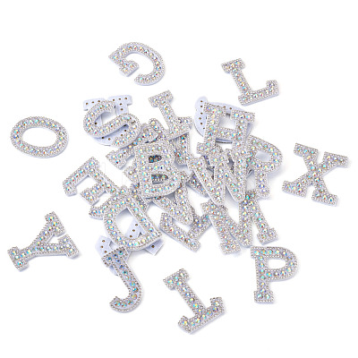 Alphabet Resin Rhinestone Patches DIY-TAC0005-45D-1