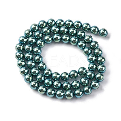 UV Plating Pearlized Glass Pearl Beads Strands GLAA-F128-01A-T24-1