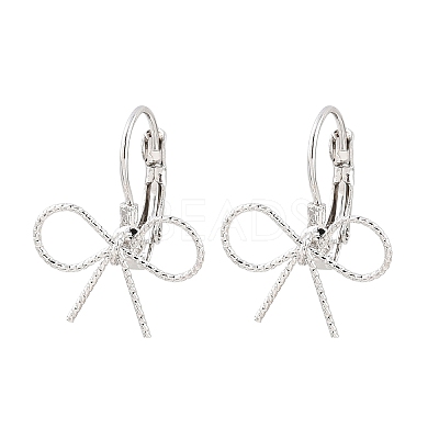 Bowknot Brass Leverback Earrings EJEW-A150-04A-P-1