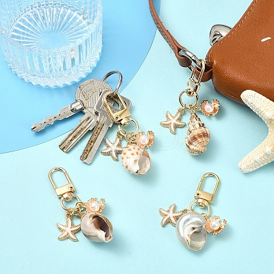 Electroplate Spiral Shell Pendant Decorations HJEW-YW00240-01-1