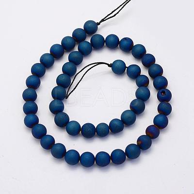 Electroplate Natural Druzy Agate Beads Strands G-G708-10mm-03-1