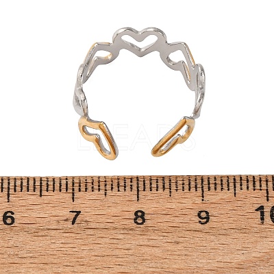 304 Stainless Steel Double Color Cuff Rings RJEW-S635-01GP-Q-1