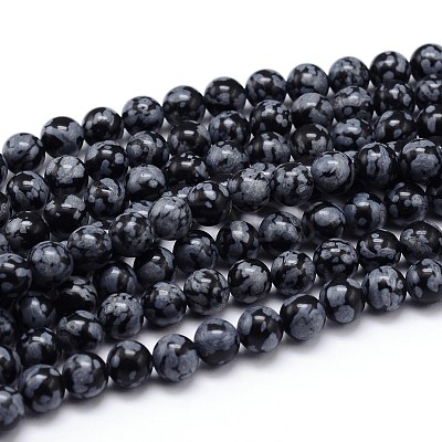 Natural Snowflake Obsidian Round Bead Strands G-J303-09-10mm-1
