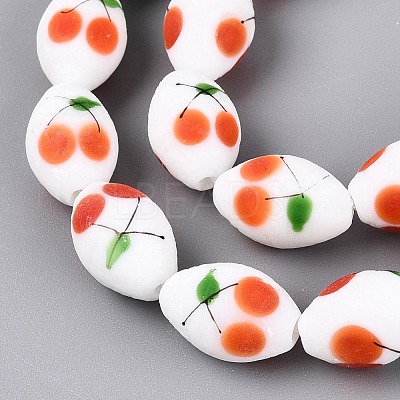 Frosted Handmade Lampwork Beads Strands LAMP-N037-03F-1