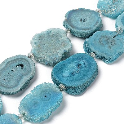 Natural Druzy Quartz Crystal Beads Strands G-F582-A12-1