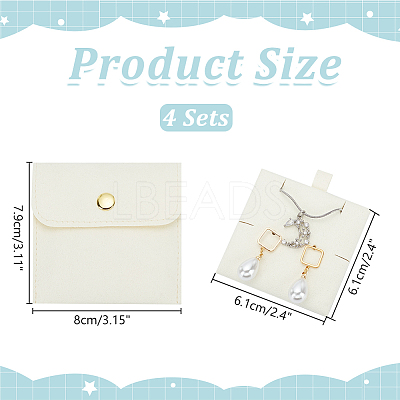 4 Sets Square Microfiber Packing Button Bags ABAG-WR0001-09B-1
