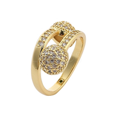 Brass Micro Pave Cubic Zirconia Open Cuff Rings for Women RJEW-F171-02G-1