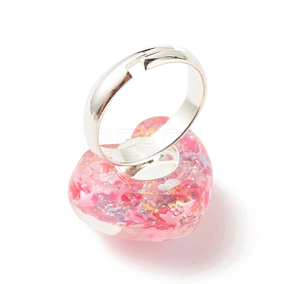 3D Resin Heart with Star Adjustable Ring RJEW-JR00457-1