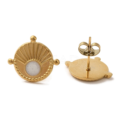 Ion Plating(IP) 304 Stainless Steel Flat Round Stud Earrings X-EJEW-C114-02G-1