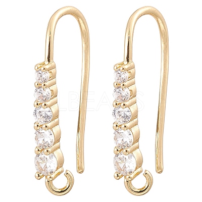 Brass Micro Pave Clear Cubic Zirconia Earring Hooks ZIRC-YW0001-04G-1