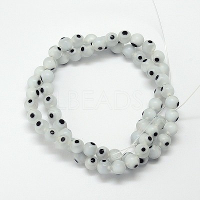 Handmade Evil Eye Lampwork Round Bead Strands LAMP-L055-8mm-13-1
