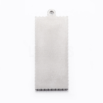 Tarnish Resistant 304 Stainless Steel Pendant Cabochon Settings STAS-E421-028P-1