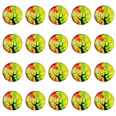 Half Round/Dome Tree Pattern Glass Flatback Cabochons for DIY Projects GGLA-YW0001-14M-1