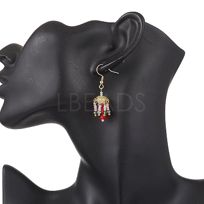 Glass Lantern Dangle Earrings EJEW-MZ00629-02-1