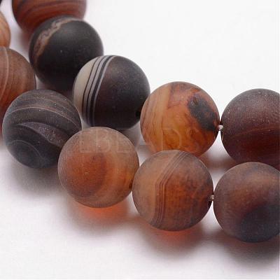 Natural Striped Agate/Banded Agate Bead Strands G-K166-12-6mm-04-1