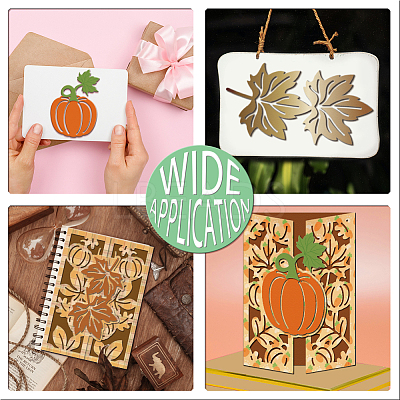 Autumn Pumpkin & Maple Leaf Carbon Steel Cutting Dies Stencils DIY-WH0309-2155-1