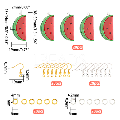 100Pcs DIY Watermelon Shape Dangle Earring Making Kits DIY-NB0005-30-1
