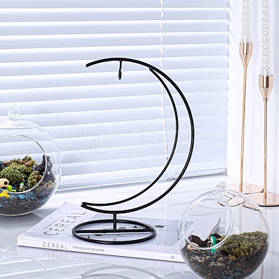 Moon Shaped Glass Bottle Iron Hanging Rack IFIN-Q127-02A-1
