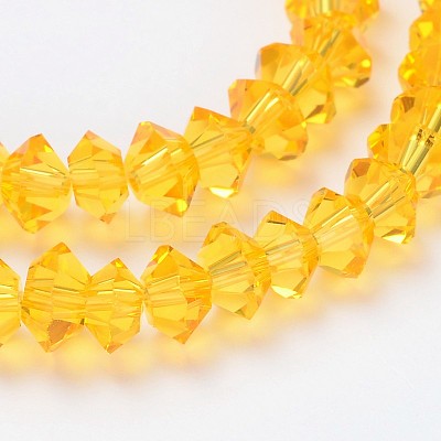 Faceted Bicone Transparent Glass Bead Strands GLAA-J082-A14-1