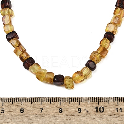 Natural Amber Beaded Necklaces NJEW-L466-01-1